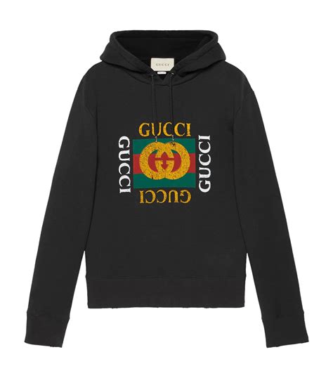 gucci logo tape hoodie black|Gucci hoodie reflective.